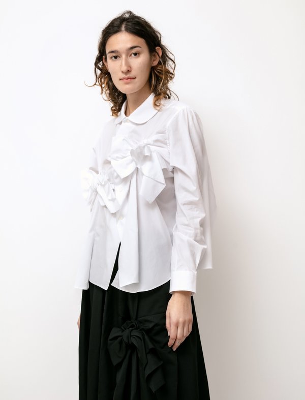 Comme des Garçons Bow Blouse White on Garmentory