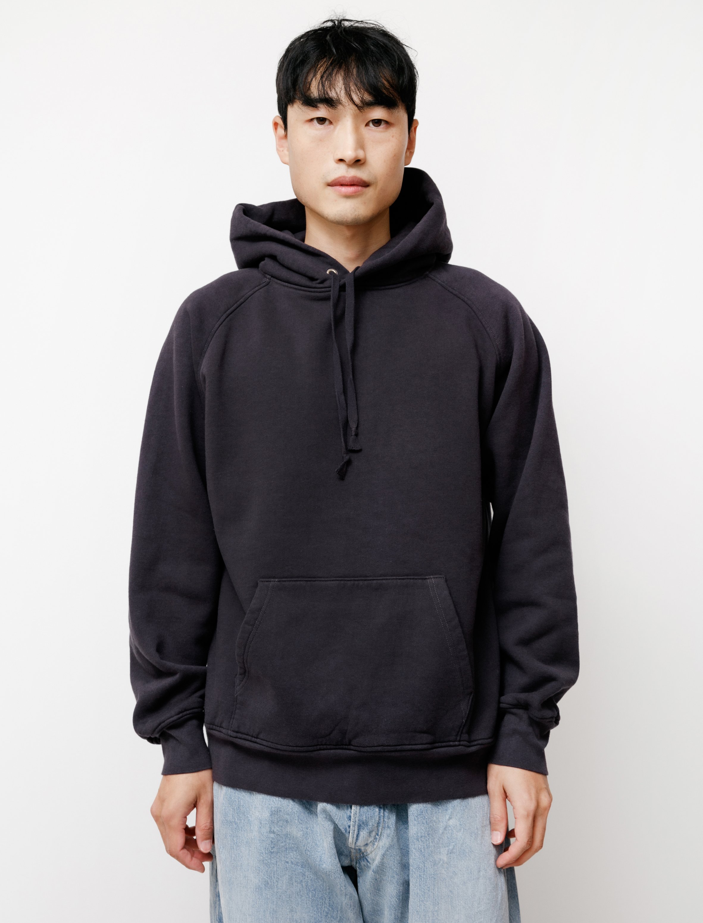 Comoli Mens Cotton Hoodie - Fade Navy | Garmentory