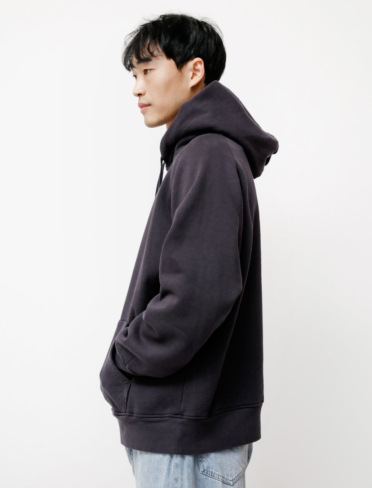 Comoli Mens Cotton Hoodie - Fade Navy | Garmentory