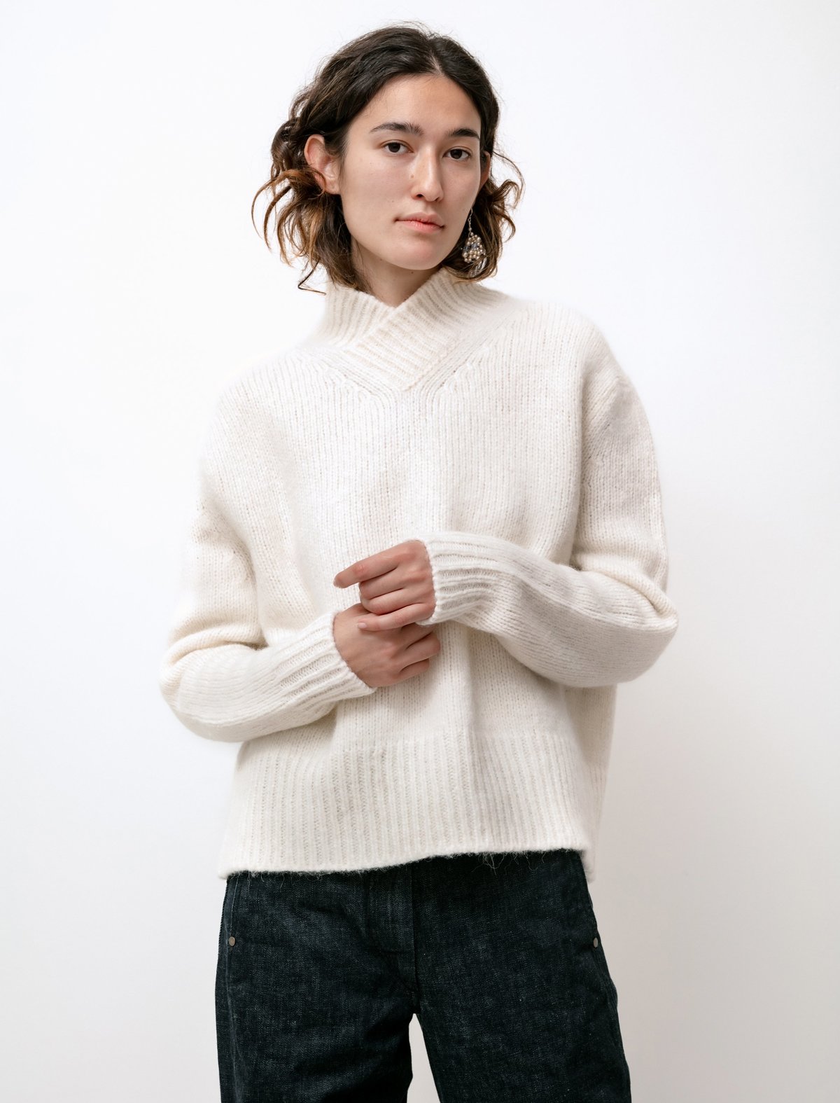 Studio Nicholson Kelvin Alpaca Sweater - Cream | Garmentory