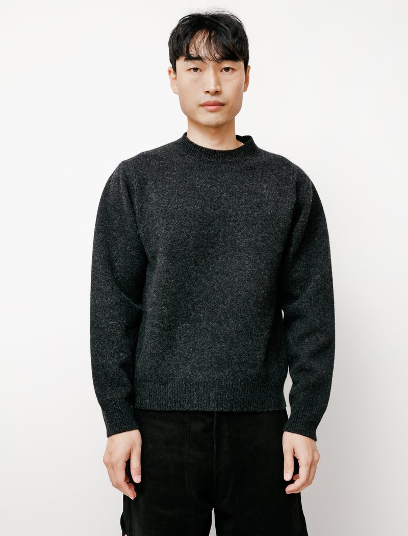 Comoli Mens Lambswool Crewneck - Charcoal | Garmentory