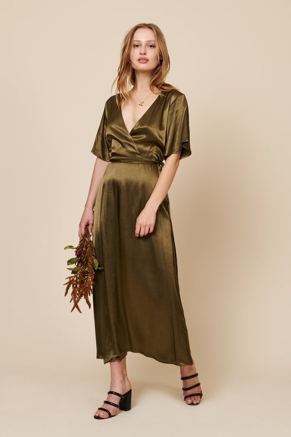 opt green floral dress Stefanya Gathered Maxi Dress Green Floral main image 0