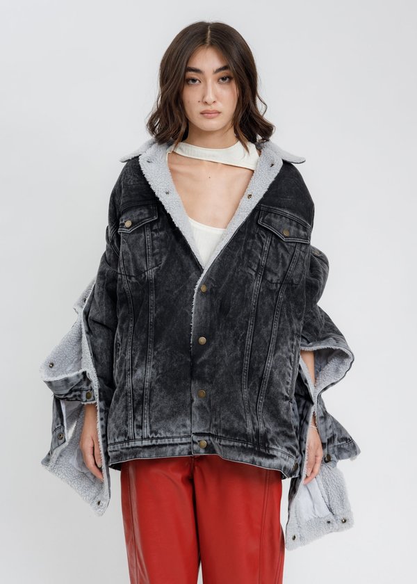 Y/project Black Acid Washed Snap Denim Jacket | Garmentory