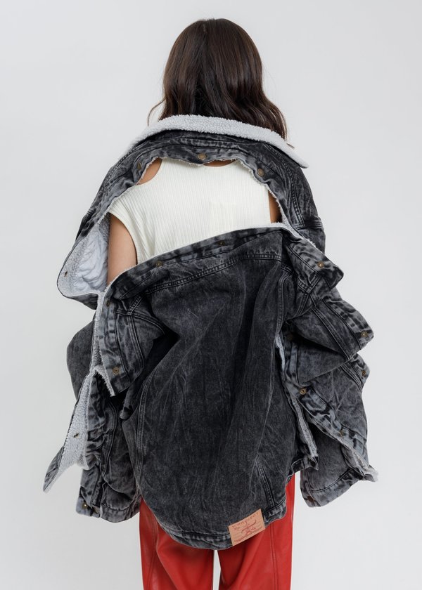 Y/project Black Acid Washed Snap Denim Jacket | Garmentory