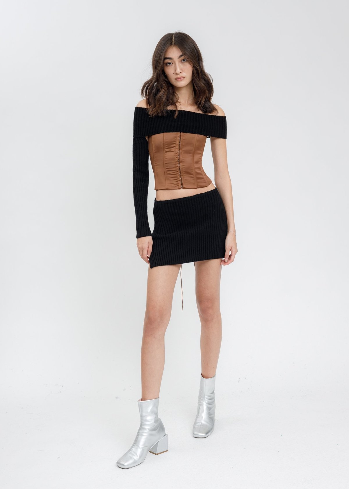 Danielle Guizio Rib Knit Mini Skirt - Black | Garmentory