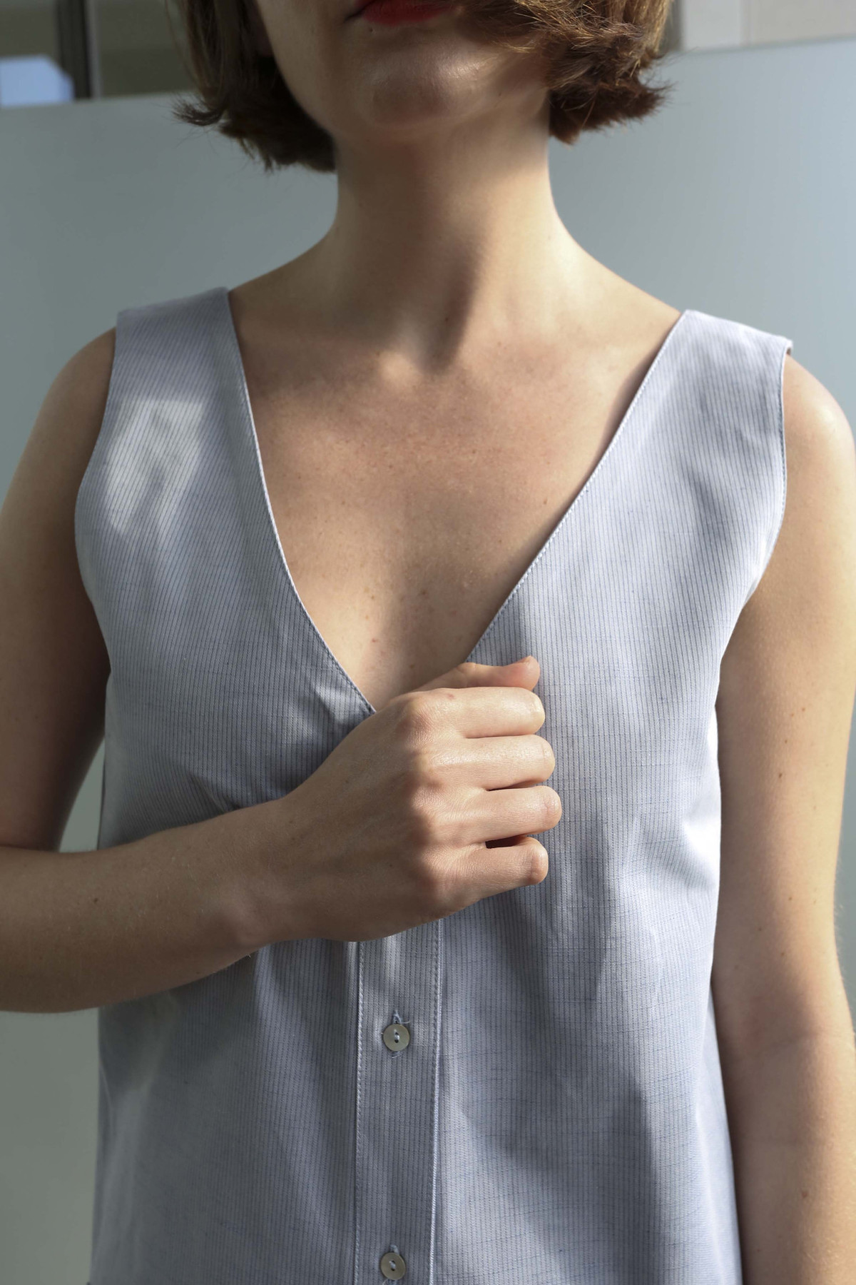 Horses Atelier Sleeveless Patch Pocket Jumpsuit in Blue Stripe - Image 5 of 8