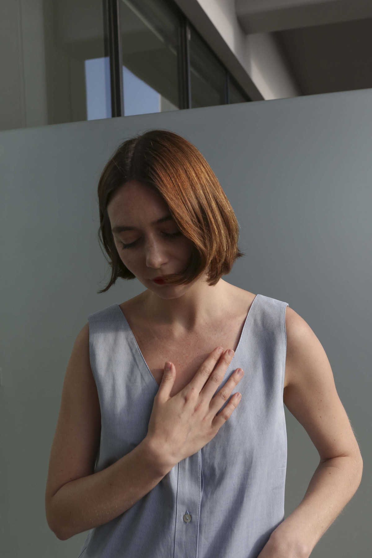 Horses Atelier Sleeveless Patch Pocket Jumpsuit in Blue Stripe - Image 6 of 8