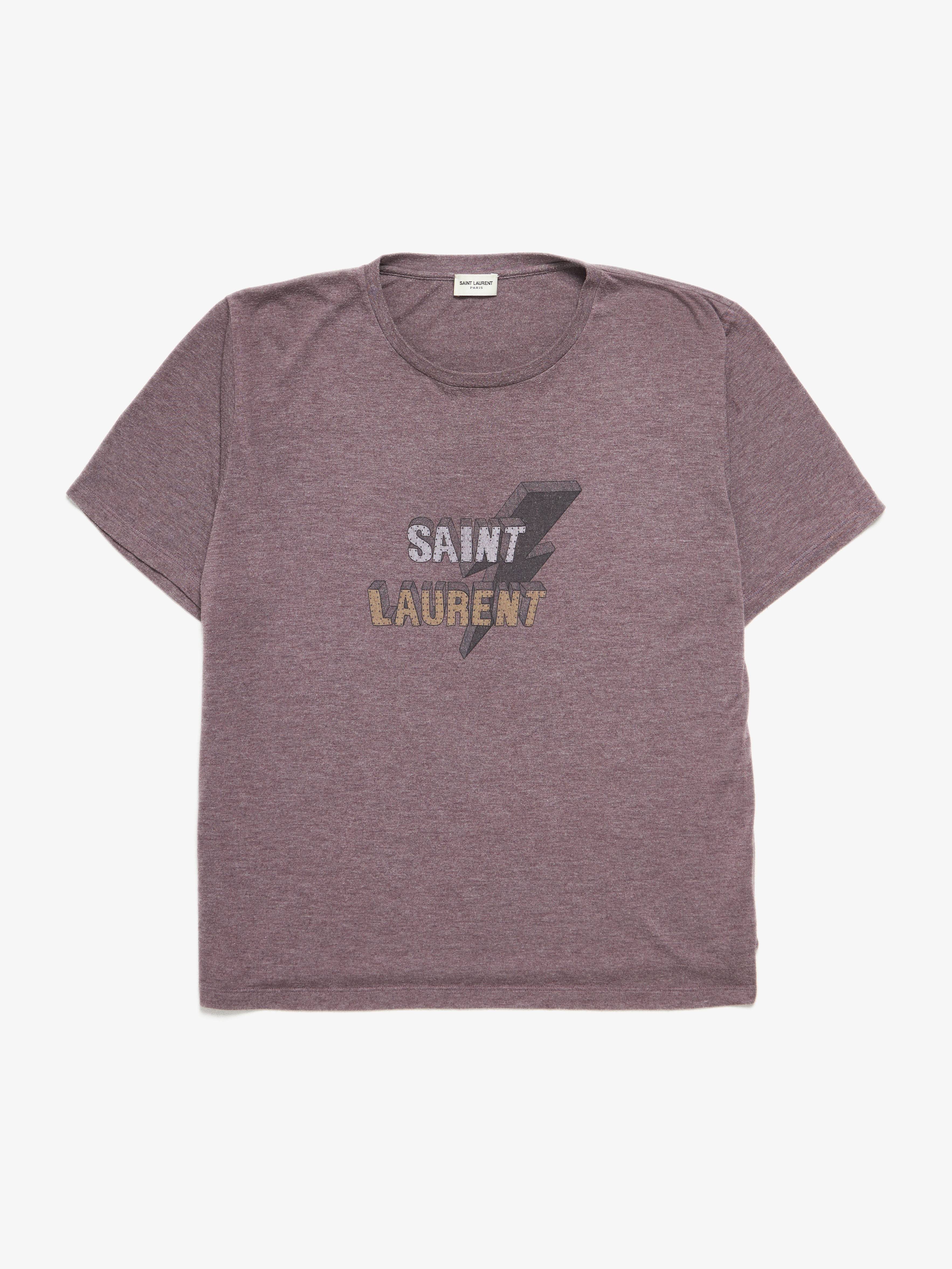 SAINT LAURENT PARIS シルク　ポケTシャツ M Pre - Loved] Saint Laurent Paris M Lightning Bolt Printed T