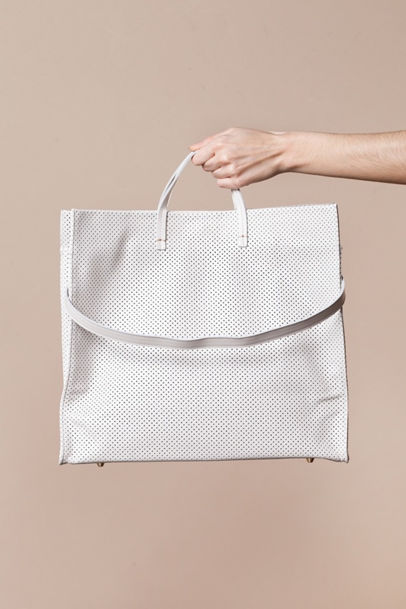 Clare V. Simple Tote | perforated white | Garmentory