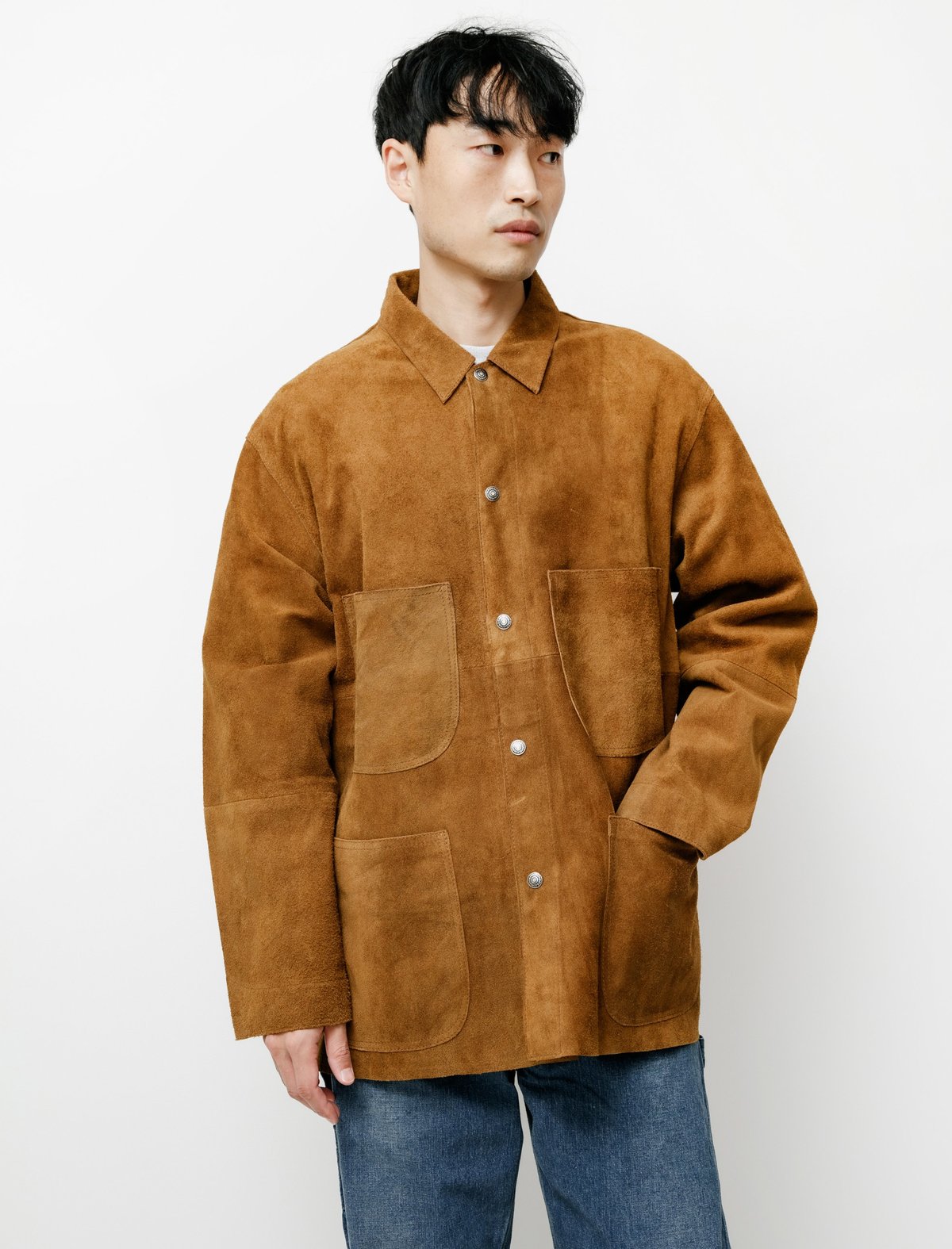 Orslow Suede Leather Utility Coverall Jacket - Brown | Garmentory