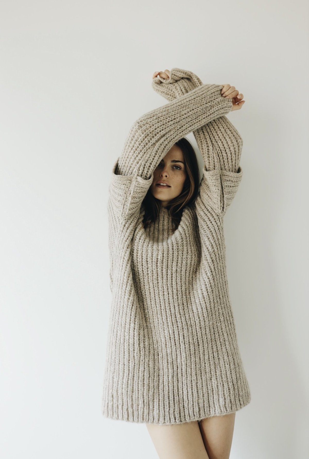 white christmas dresses Shy Oversized Sweater Dress – SEROYA main image 0