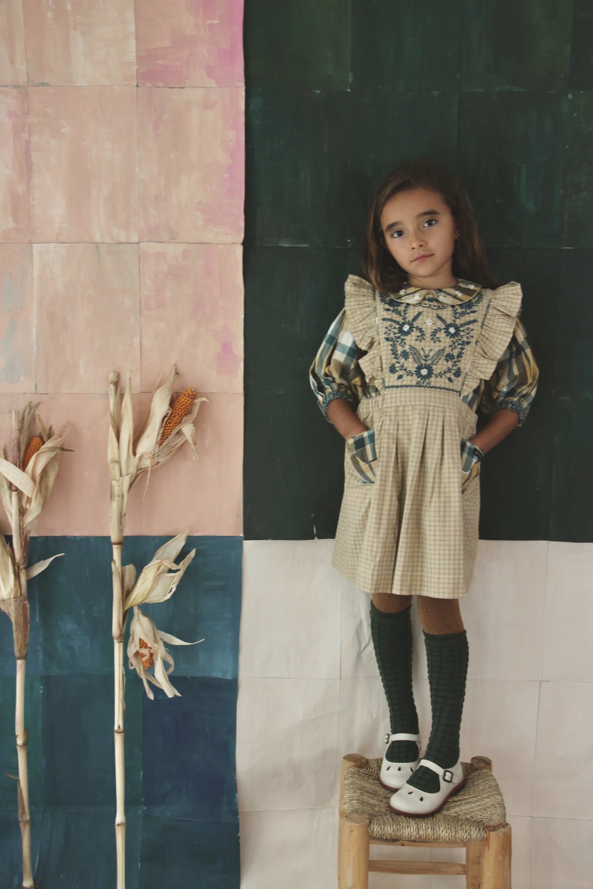 ワンピース Bonjour NEW APRON DRESS 6Y New Apron Dress in Ivory Denim by Bonjour - Petite Belle