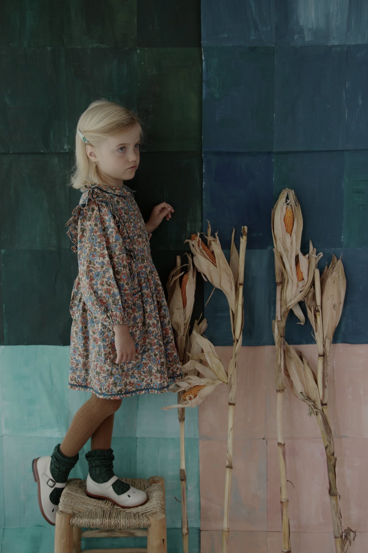 Bonjour NEW APRON DRESS 配送 6Y New Apron Dress in Ivory Denim by