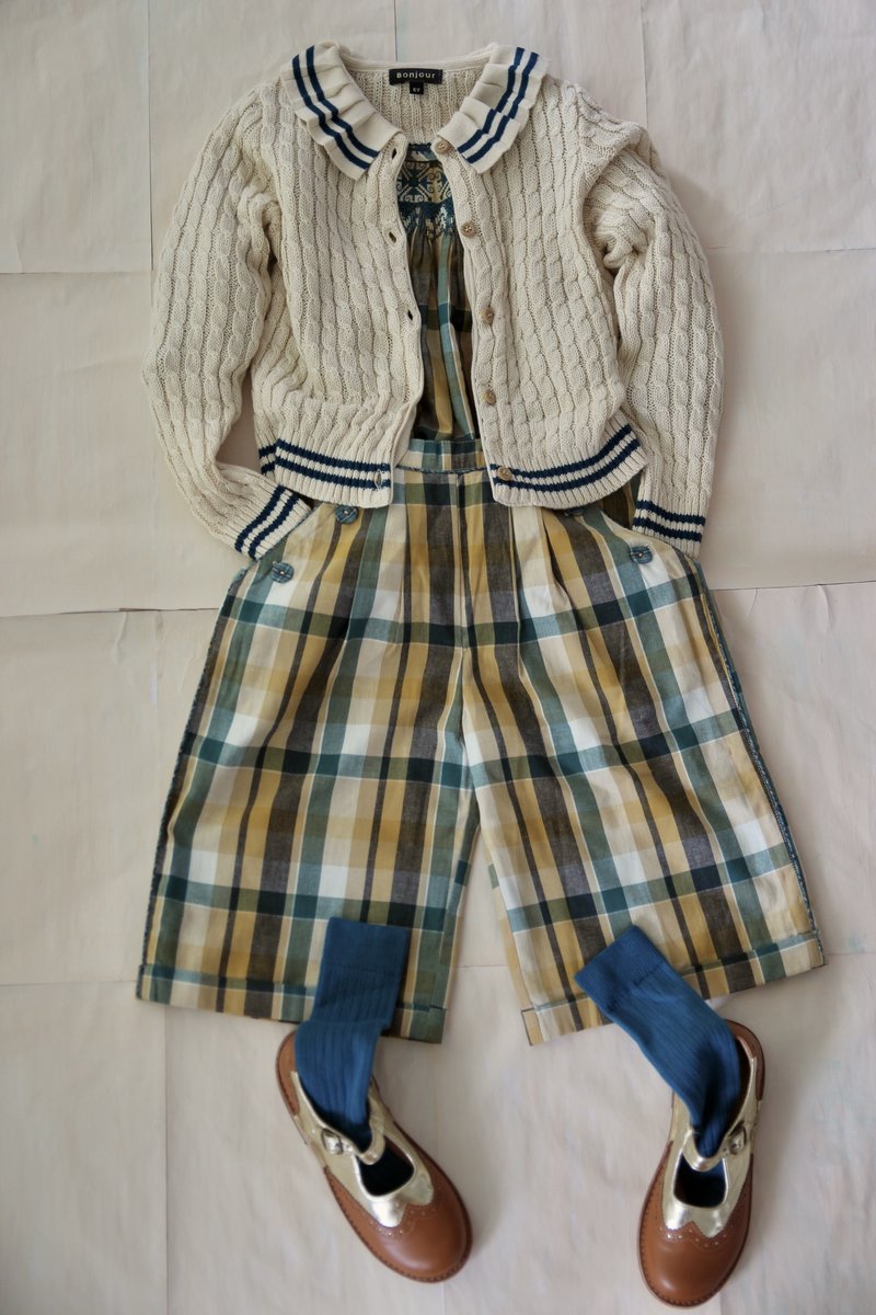 【新品】bonjour diary Pant 4y kids Bonjour Diary Large Pants - Green Check | Garmentory