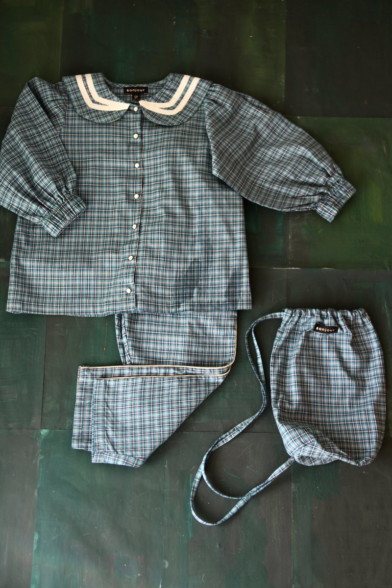bonjour diary pyjama set ＋bag 6y kids Bonjour Diary Sailor Blouse Pyjama Set sleepwear - Blue