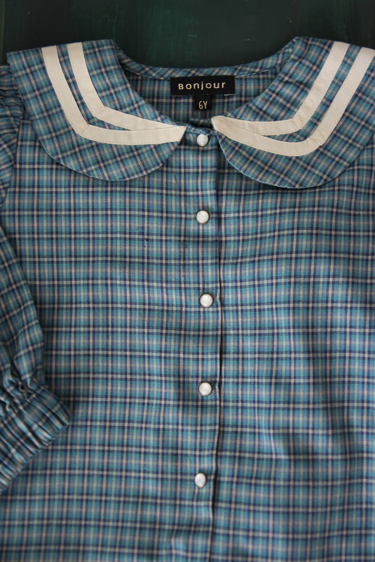 kids Bonjour Diary Sailor Blouse Pyjama Set sleepwear - Blue Check