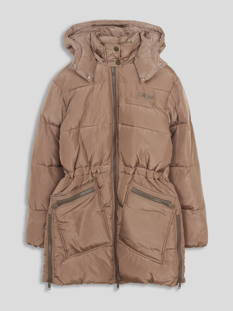 ★Ganni★ Tech Puffer Oversized Midi Padded Fossil F7276189 Ganni Tech Oversized Puffer - Fossil | Garmentory