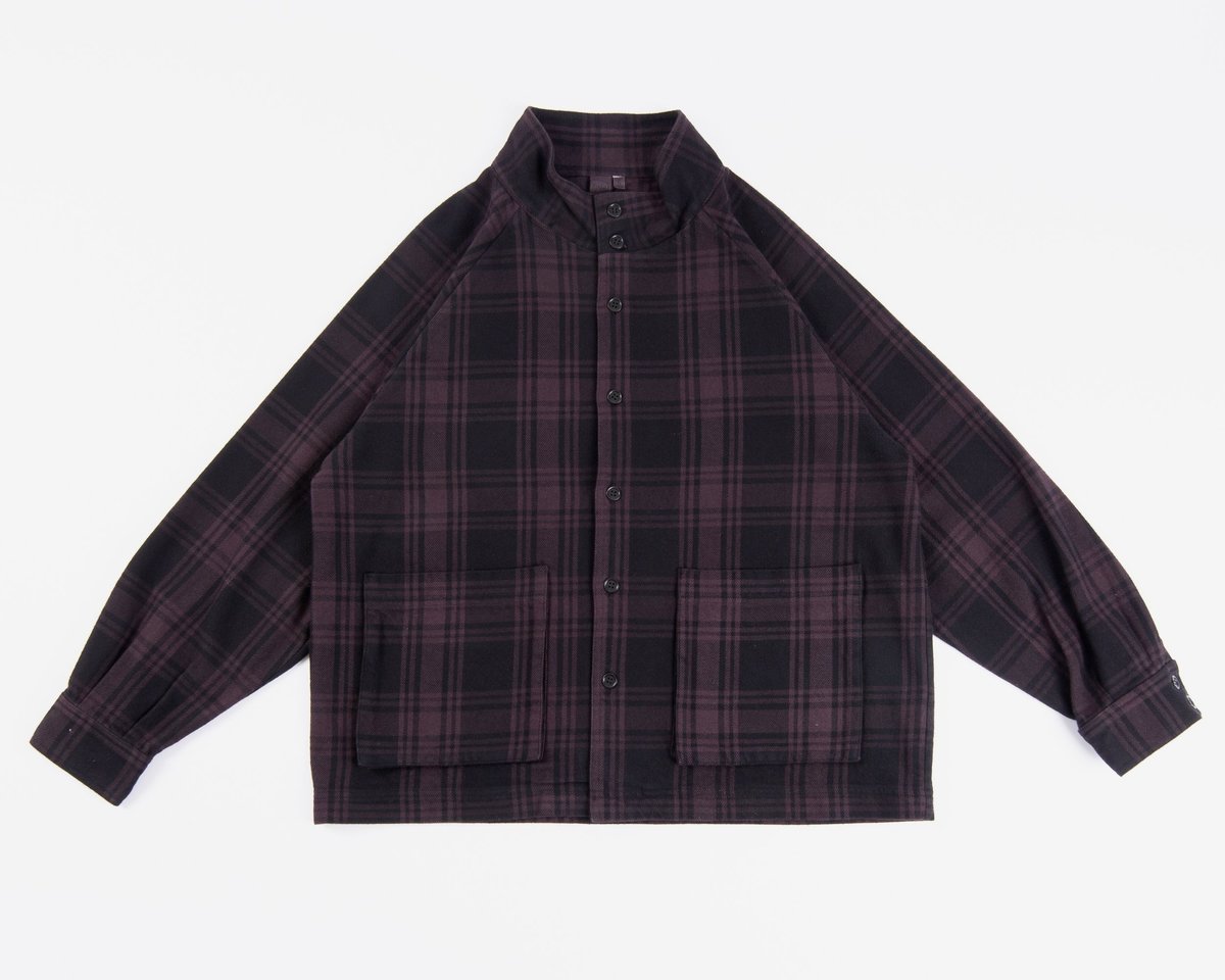 Paa Overdyed Funnel Shirt Jacket Plum/Cocoa Flannel Garmentory