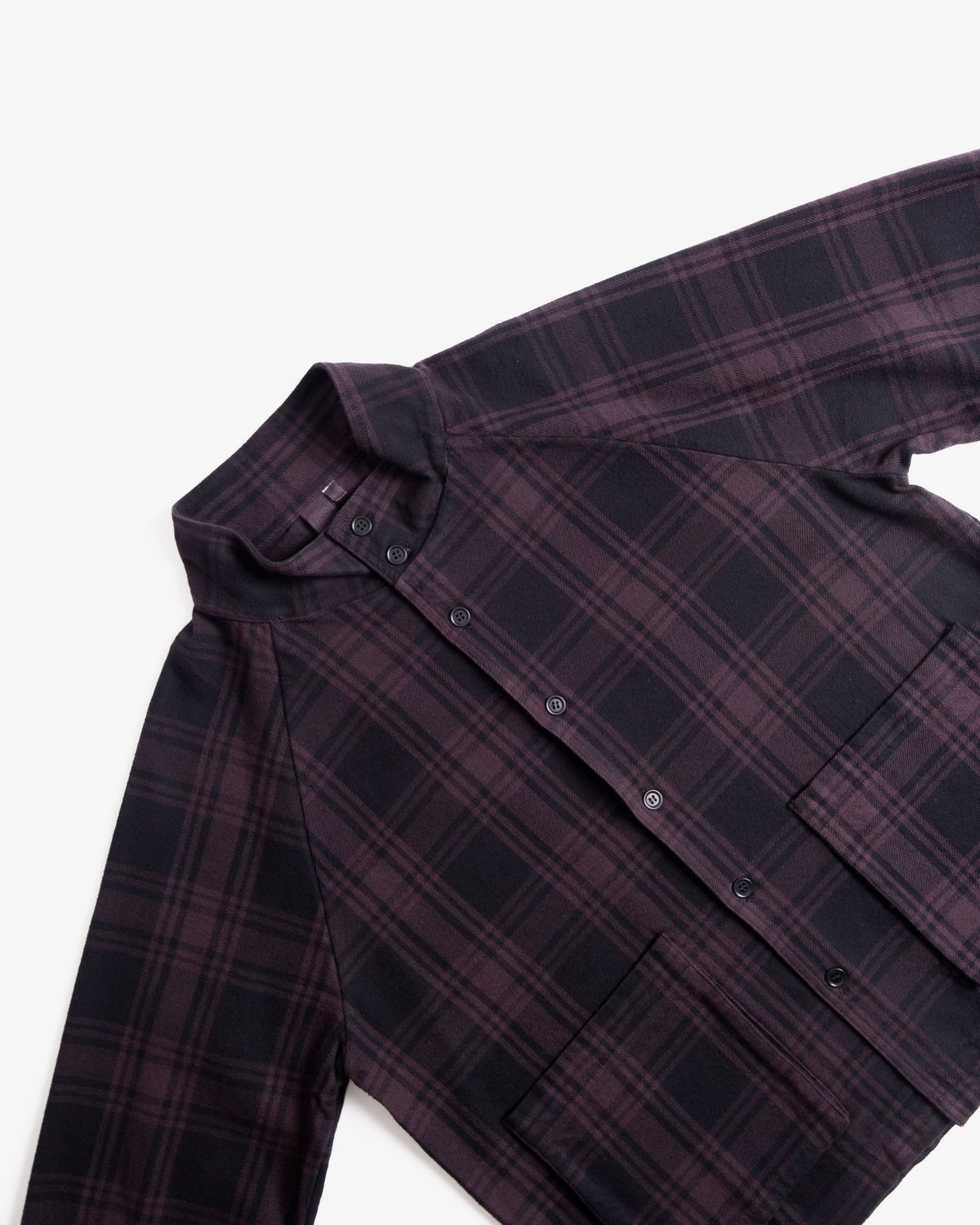 Paa Overdyed Funnel Shirt Jacket Plum/Cocoa Flannel Garmentory