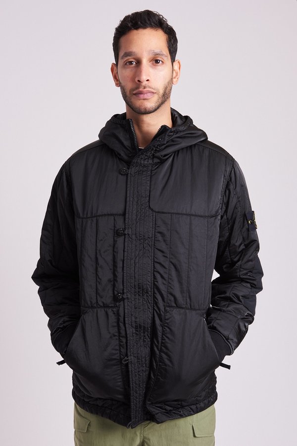 Stone Island Nylon Raso Quilted-TC Garment Dyed Hooded Coat