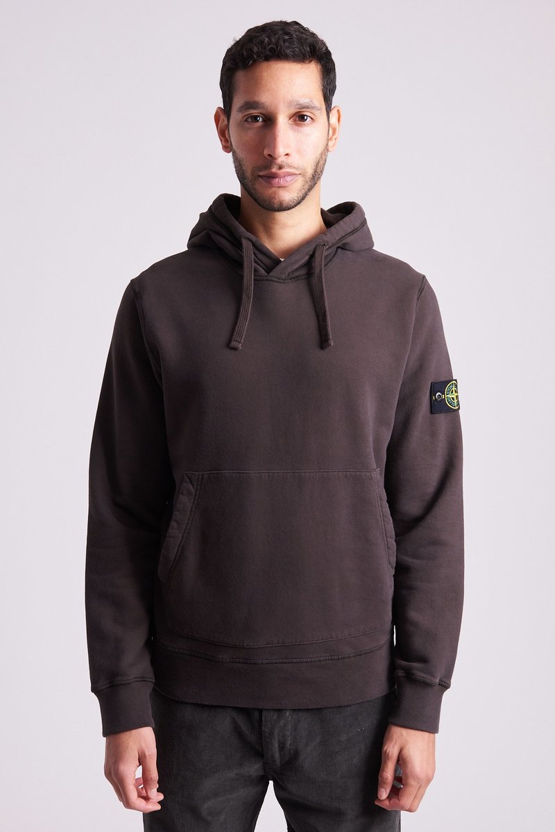 ★STONE ★Cotton Diagonal Fleece Hooded Sweat Shirt Stone Island Brushed Cotton Fleece Hooded Sweat Shirt - Dark