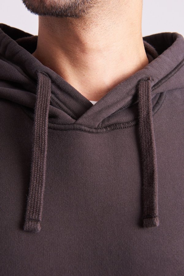 Stone Island Brushed Cotton Fleece Hooded Sweat Shirt - Dark Brown