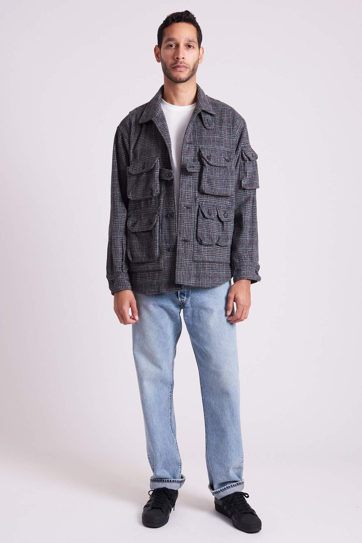 Engineered Garments Poly Wool Glen Plaid Explorer Shirt Jacket