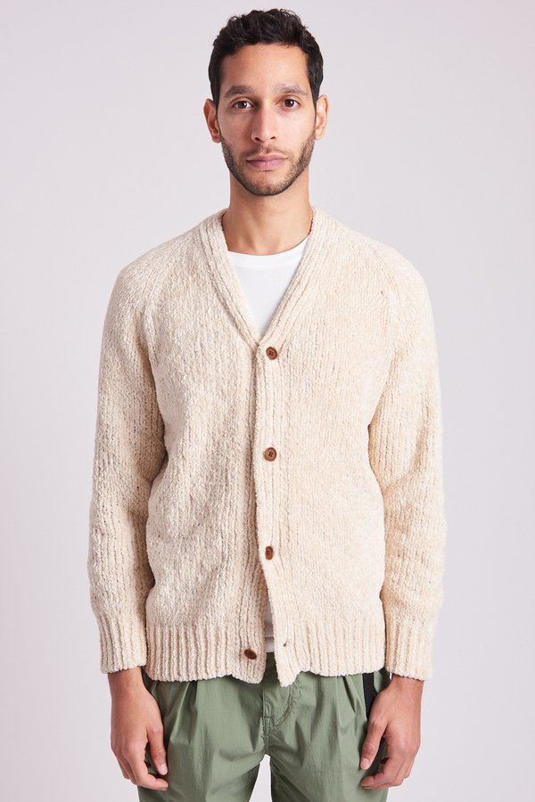 TS(S) Hand Dyed Mole Yarn Knit Cardigan - Natural | Garmentory