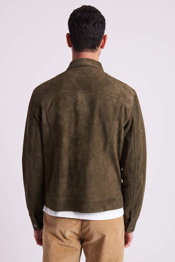 green suede trucker jacket