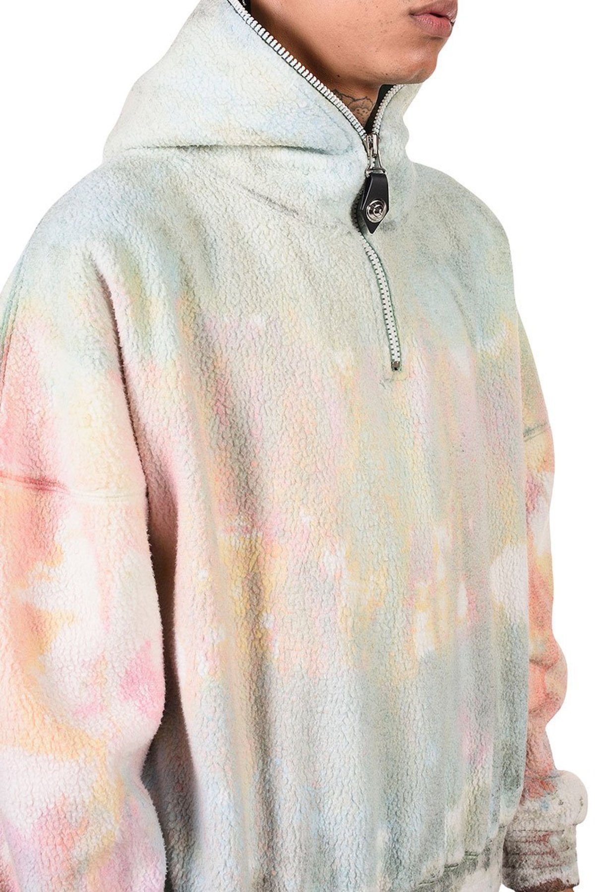 トップス herneon Tie-dye waffle pullover Brown Tie-Dye-Half-Zip-Fleece-Hoodie