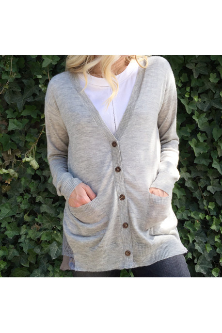 Clu Cashmere Cardigan with Lace and Satin Trim Clu Cashmere Cardigan with Lace and Satin Trim