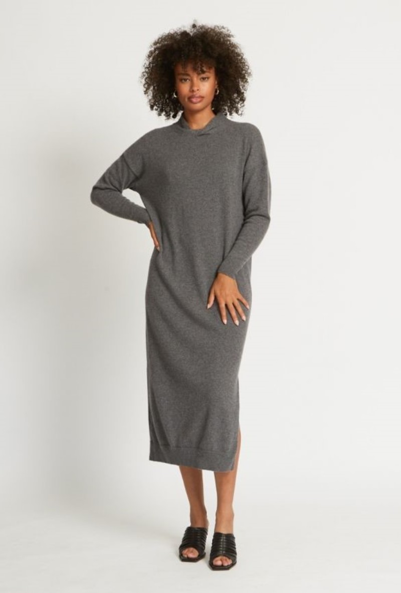 Santicler BLAIR CASHMERE SWEATER DRESS Heather Charcoal Garmentory