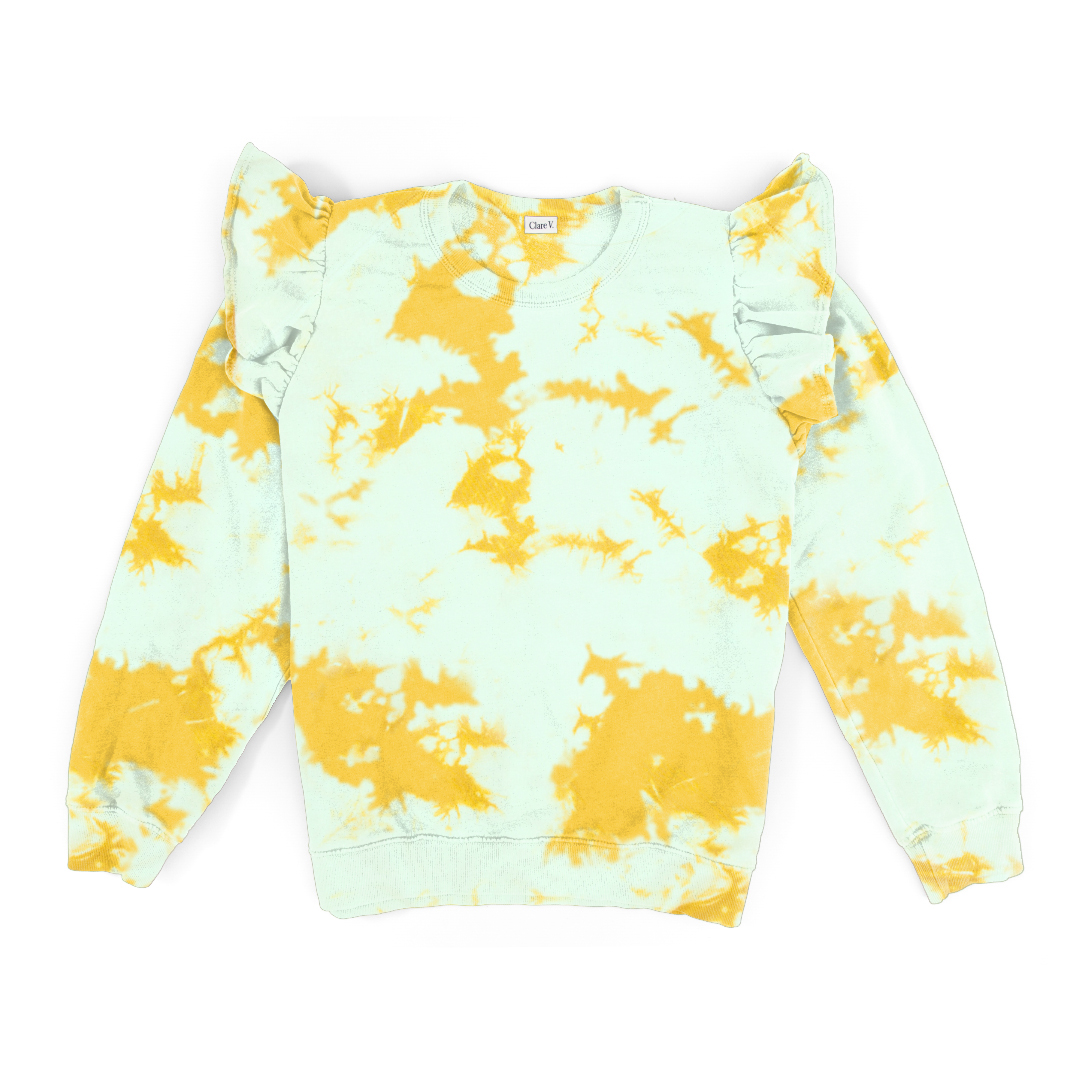 Clare Petit Ruffle Sweatshirt Daiquiri/Marigold Cloud Tie-Dye