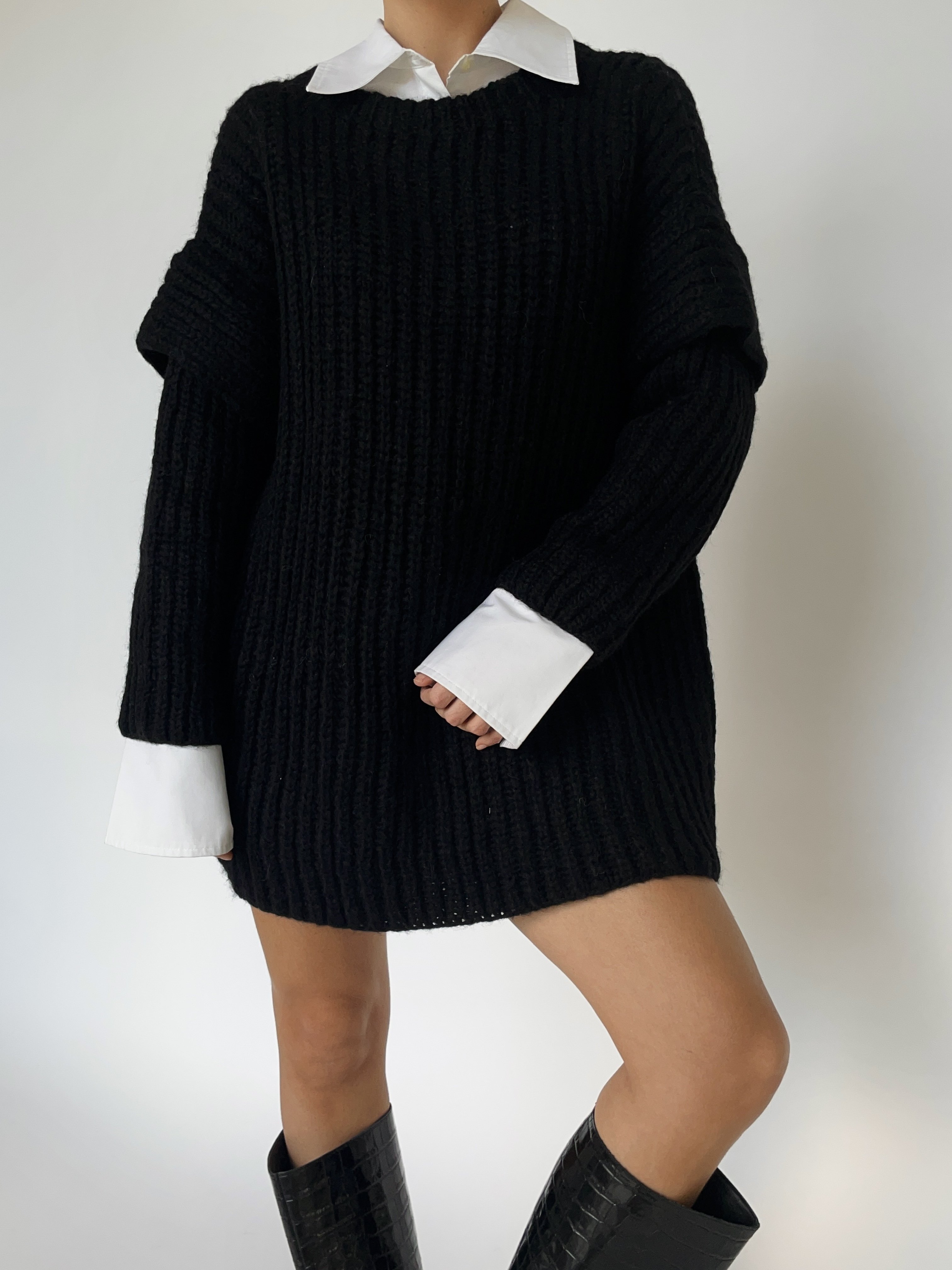 Oversized Sweater Dress - Black | Garmentory