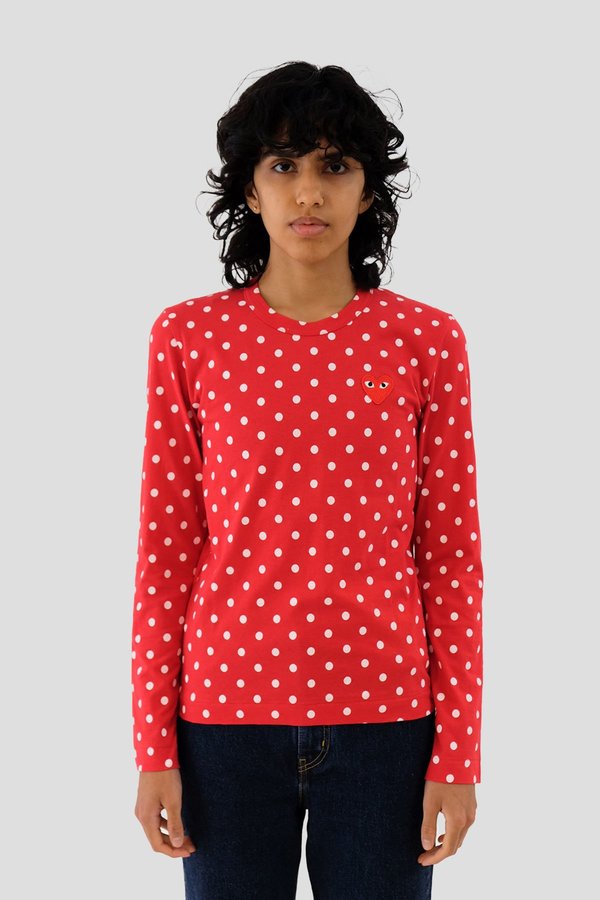 Cdg Long Sleeve Polkadot Comme Des Garçons Polka Dot Heart Long