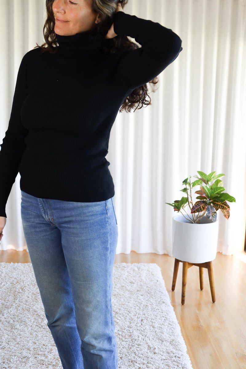 Ichi Antiquités Whole Garment Rib Knit Turtleneck Pullover