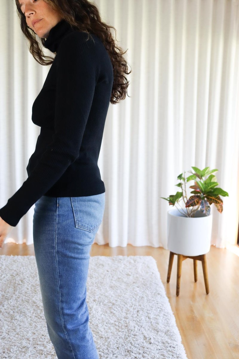 Ichi Antiquités Whole Garment Rib Knit Turtleneck Pullover