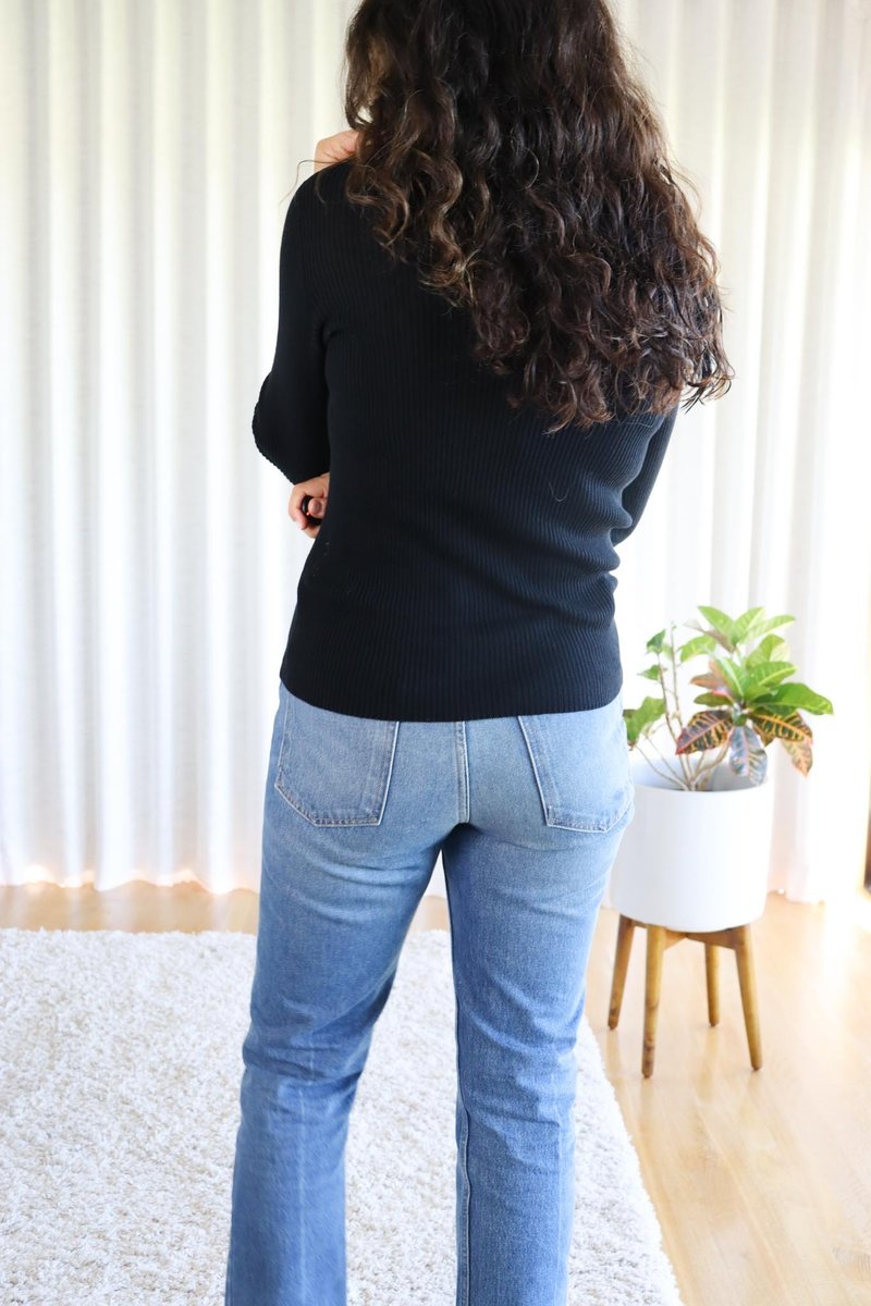 Ichi Antiquités Whole Garment Rib Knit Turtleneck Pullover