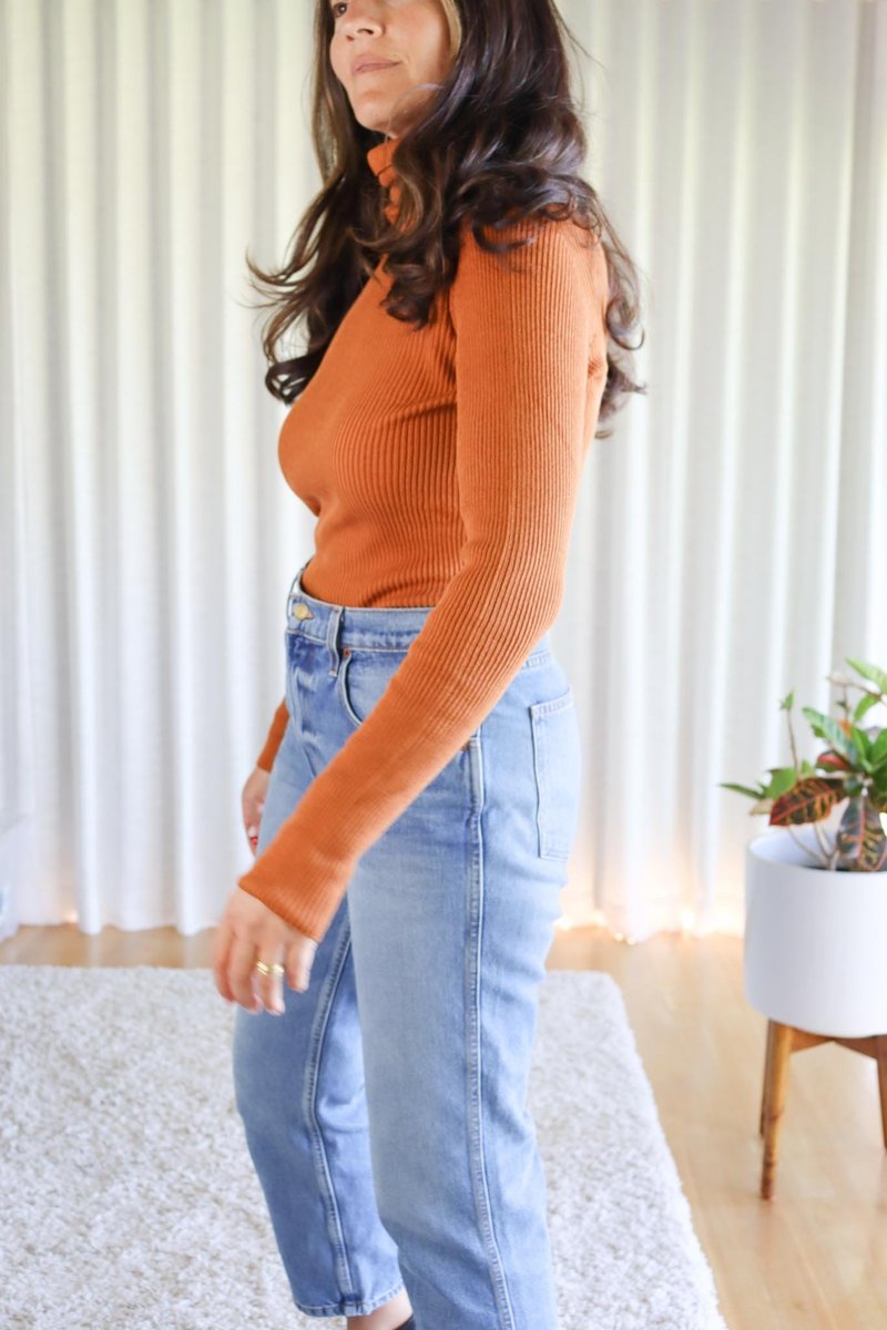 Ichi Antiquités Whole Garment Rib Knit Turtleneck Pullover