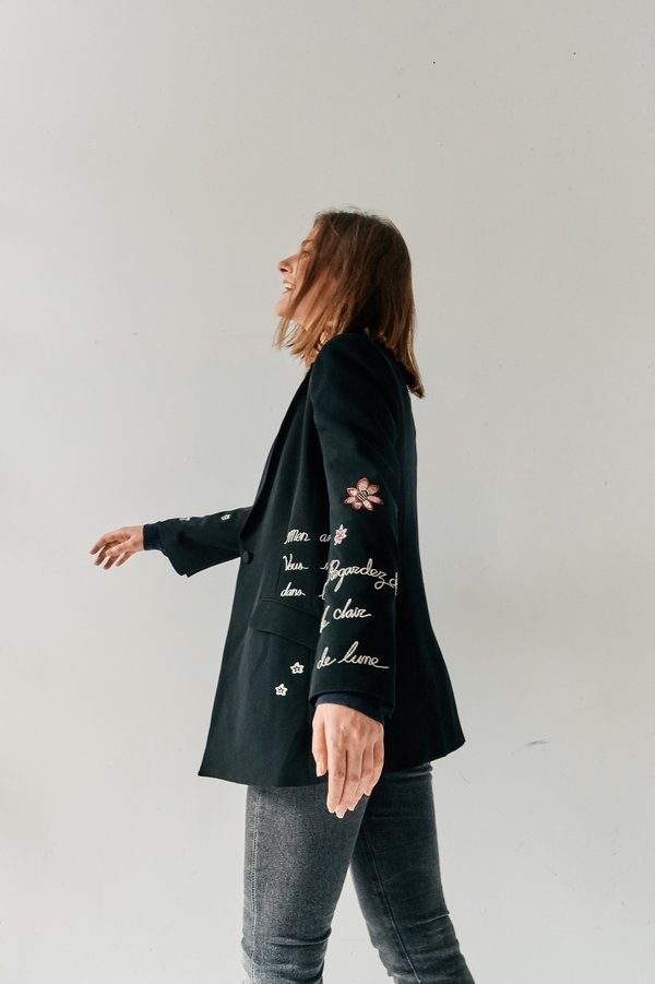 pre-loved Cinq A Sept Embroidered Blazer - black