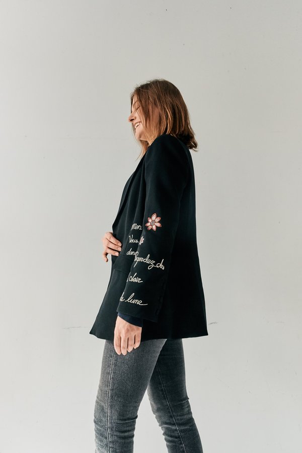 pre-loved Cinq A Sept Embroidered Blazer - black