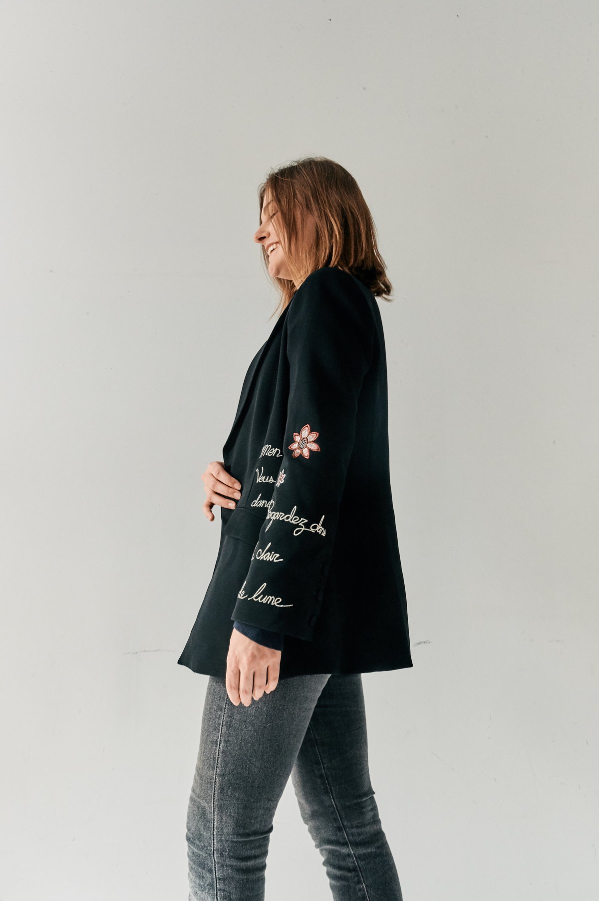 pre-loved Cinq A Sept Embroidered Blazer - black - Image 7 of 9