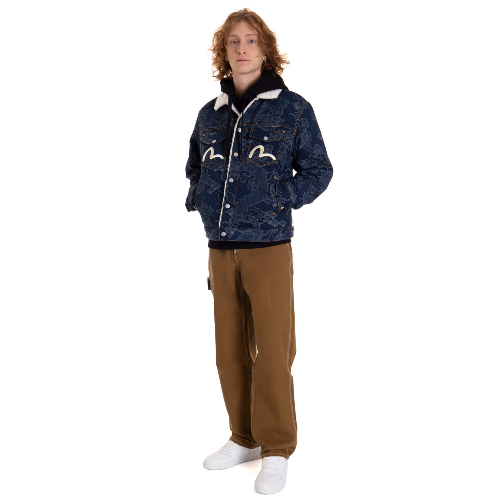 EVISU Dragon Sherpa Trucker Jacket - blue | Garmentory