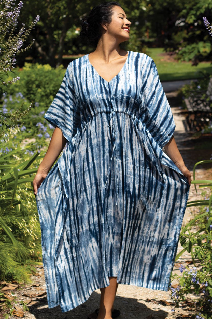 Shibori-Tie-Dye-Caftan--Indigo