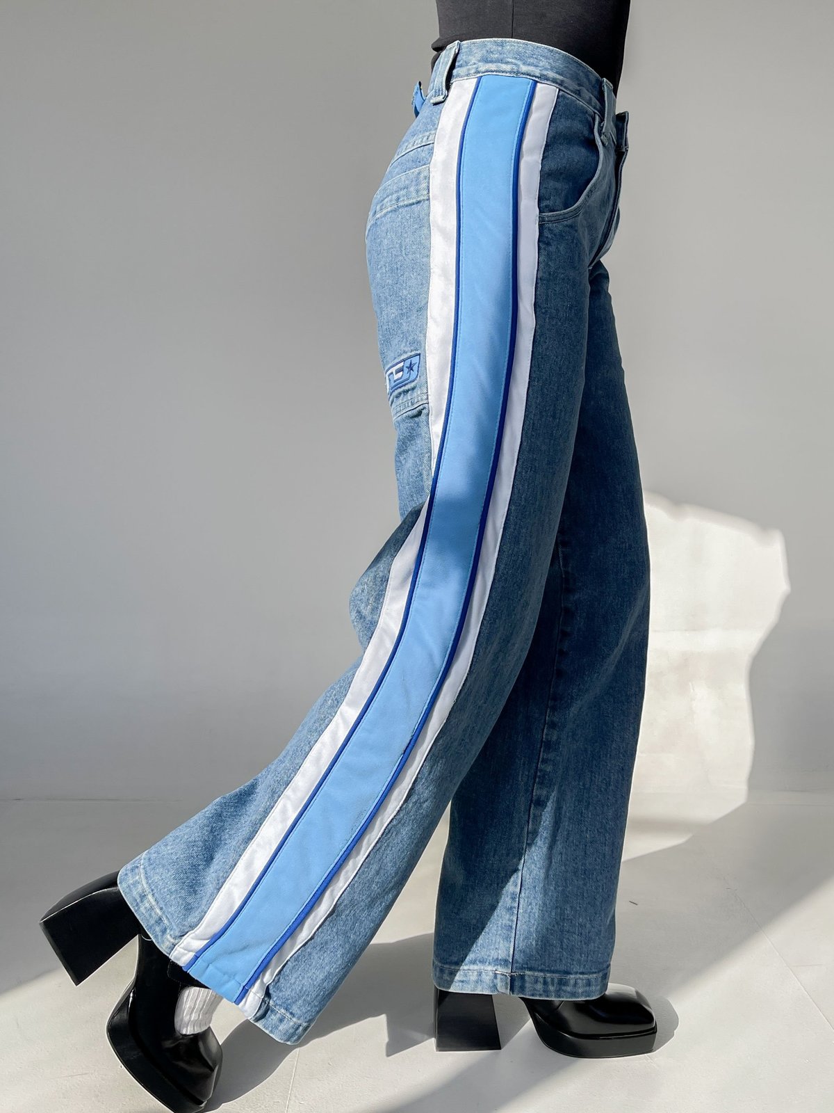 Vintage JNCOS Side Paneled Wide Leg Denim - blue | Garmentory