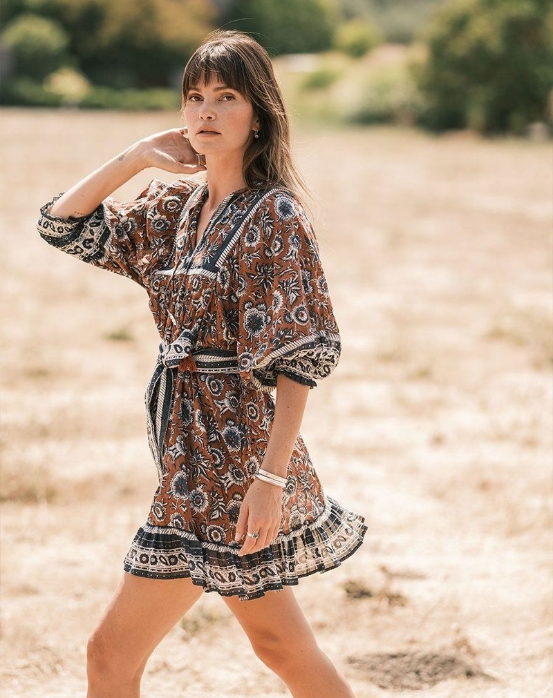 mini frock dress Black Floral Bella Mini Dress