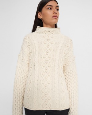 Theory Mixed Cable Sweater - Ivory | Garmentory
