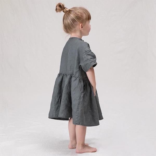 Kids Album Di Famiglia Dana Linen Dress - Bark Grey | Garmentory Kids Album Di Famiglia Dana Linen Dress - Bark Grey | Garmentory