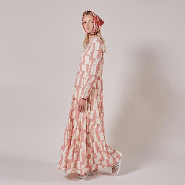 Bobo Choses Shadow Print Long Flared Dress - Pink | Garmentory