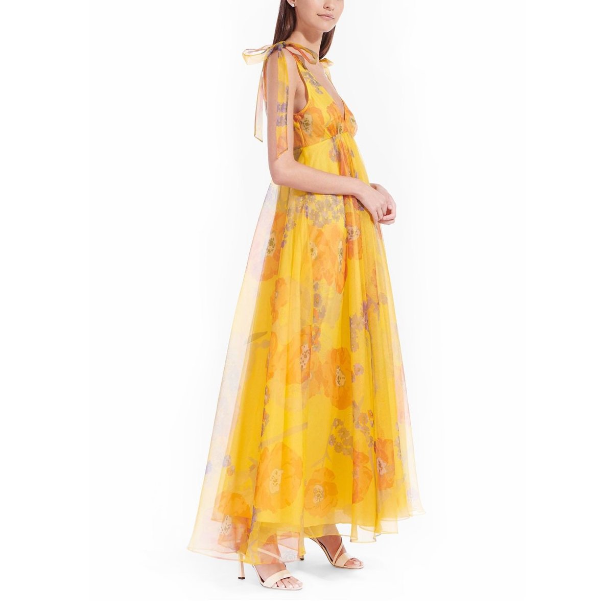 staud dandelion chiffon maxi dress STAUD Dandelion Floral Printed Organza Maxi Dress by Staud
